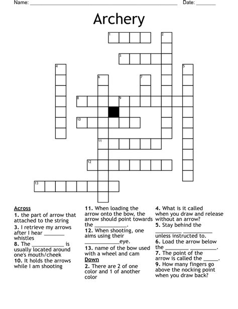 Archery Items Crossword