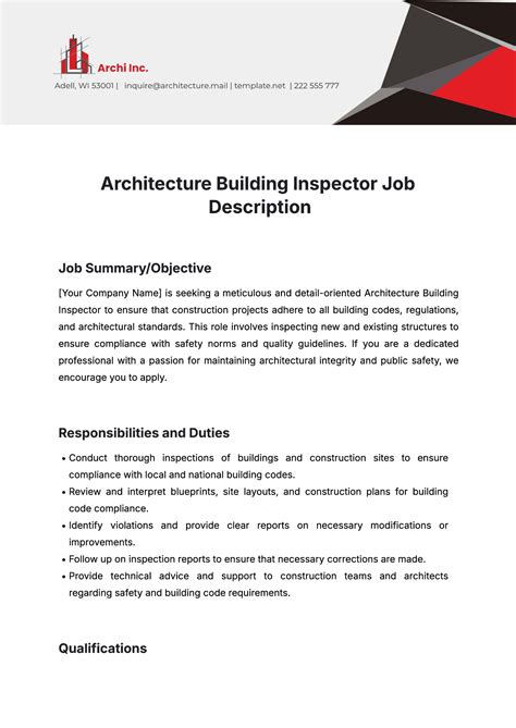 Architect Inspector Job Description