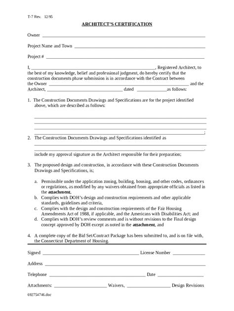 Architects Certificate Template