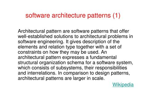 architectural styles and patterns in software engineering ppt