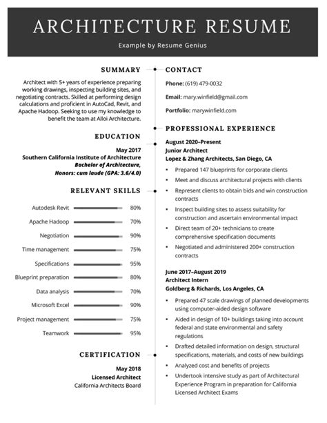 Architecture Resume Sample and Complete Guide [+20 Examples]