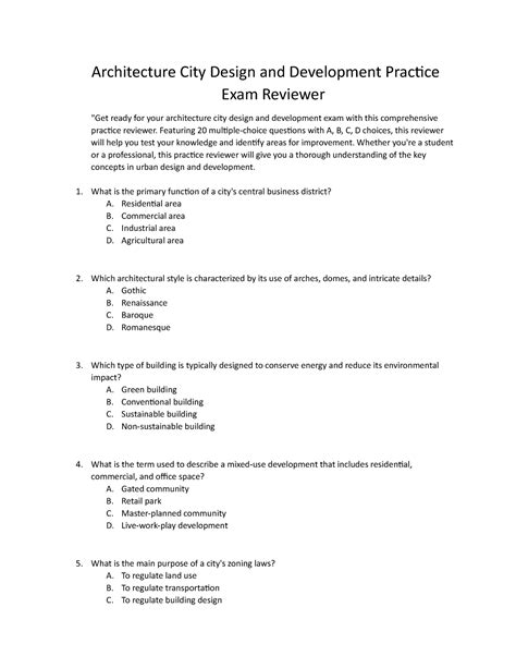 Architecture Exam Practice Questions