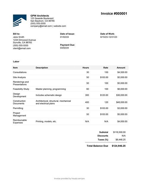 Architect Invoicing Sample