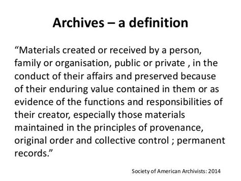 archival meaning in english