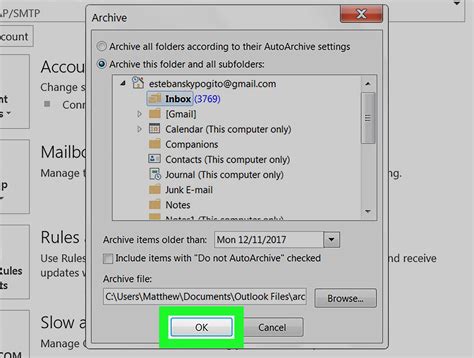 archive folder in outlook - macbook