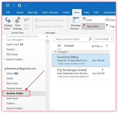 archive folder in outlook meaning