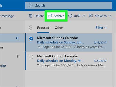 archive mail outlook webmail