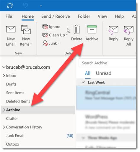 archive outlook 2019 emails