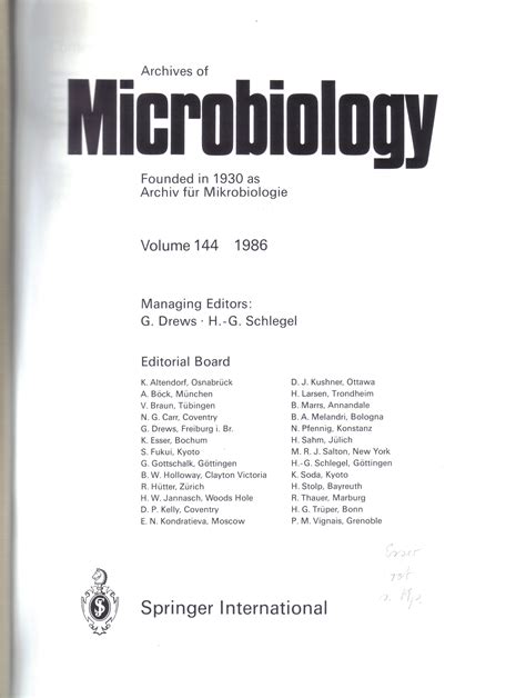 archives of microbiology quartile