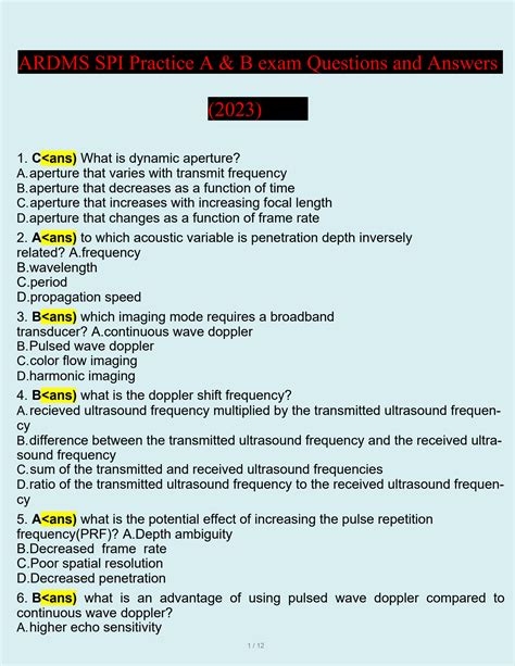 ardms test questions for spi