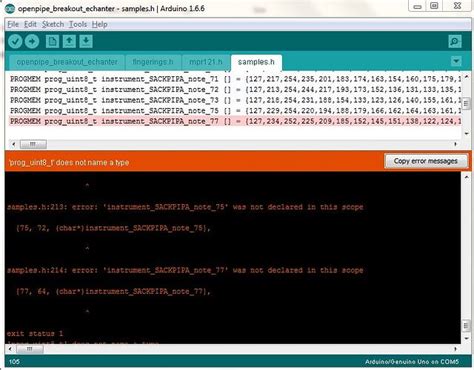 arduino error uint8_t does not name a type