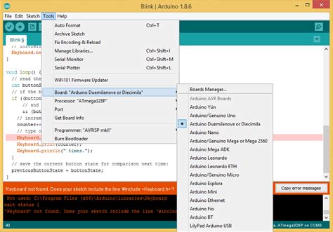 Arduino Keyboard Not Found