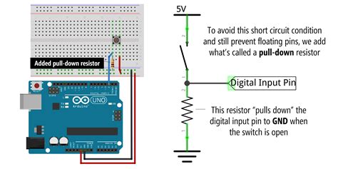 arduino pull down resistor value