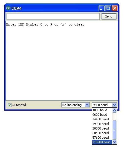 arduino serial monitor baud rate