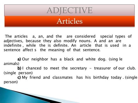 are articles considered adjectives