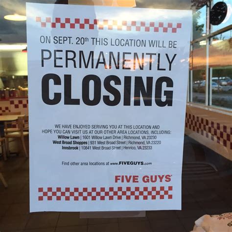 are five guys closing