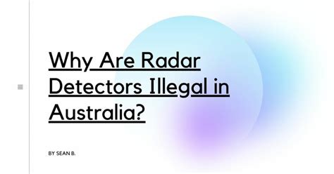 are radar detectors illegal in nsw