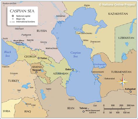 area between caspian and black seas