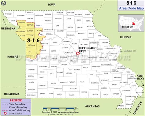 area code 816 map