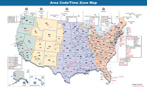 area code time zone map