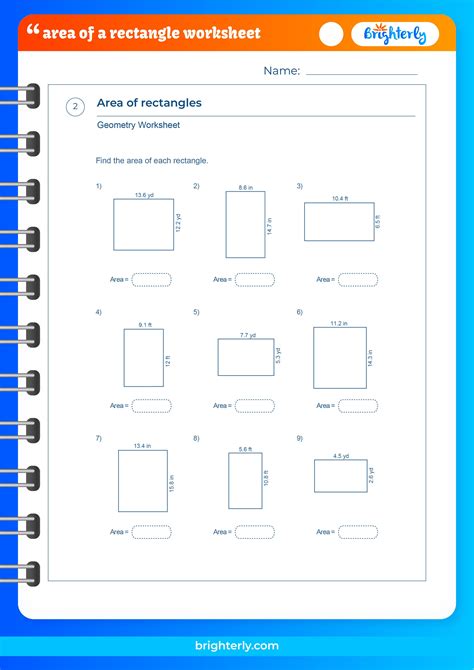 Area Of A Rectangle Printable Worksheets