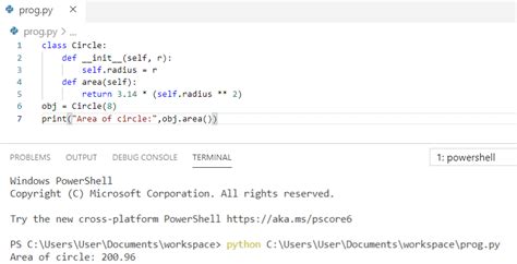 area of circle in python using class