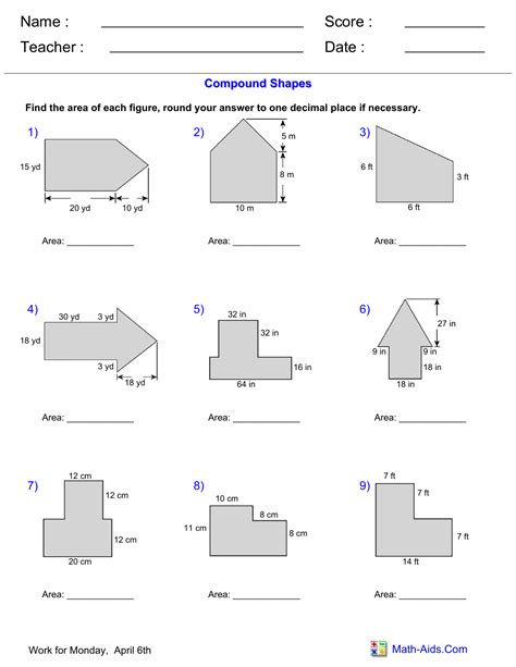 area of irregular shapes worksheet
