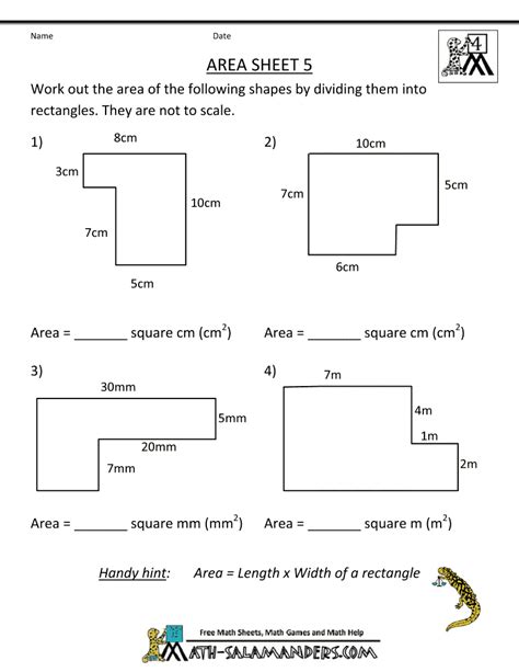 area of irregular shapes worksheet grade 5