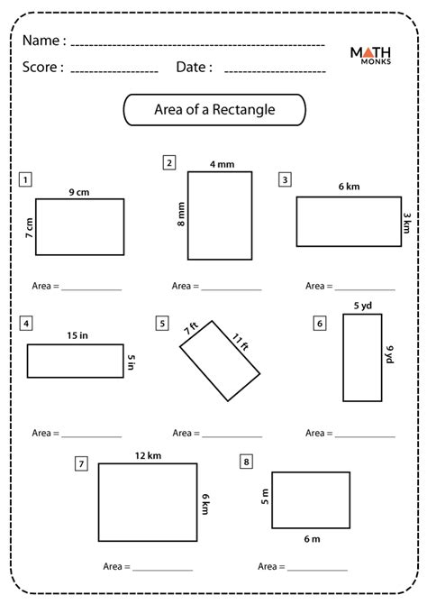 Area Of Rectangles Worksheet Math Aides
