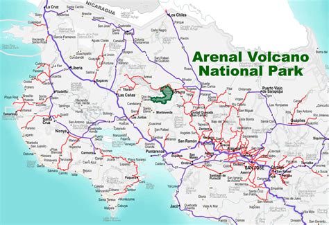 arenal volcano national park costa rica map