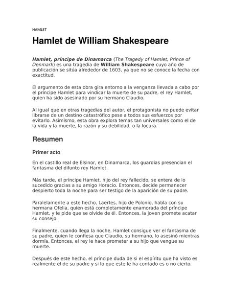 argumento de la obra de hamlet