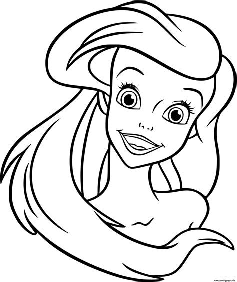 Looking Princess Ariel The Little Mermaid Coloring Pages