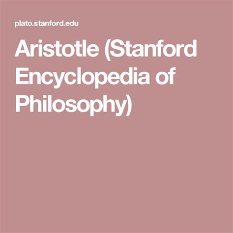 aristotle stanford
