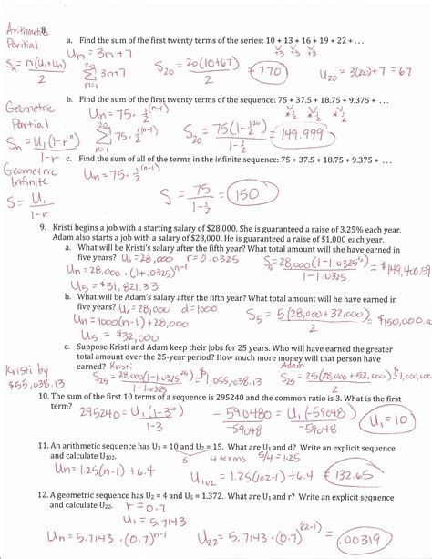 Arithmetic And Geometric Sequences Word Problems With Answers Pdf