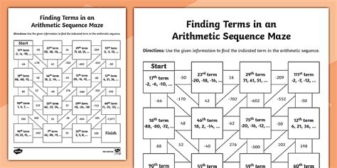 Arithmetic Sequence Maze Answers