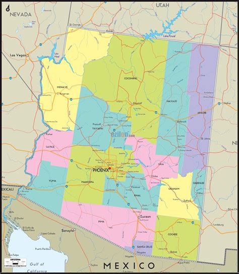 Arizona Map Showing Counties