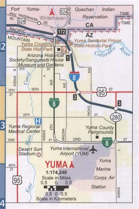Arizona Map Showing Yuma