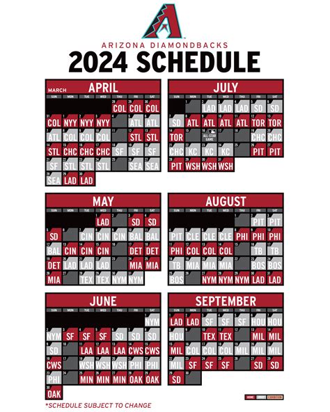 arizona diamondbacks schedule 2024