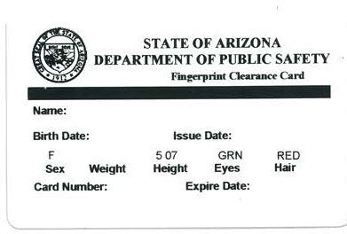 arizona level 1 fingerprint clearance card