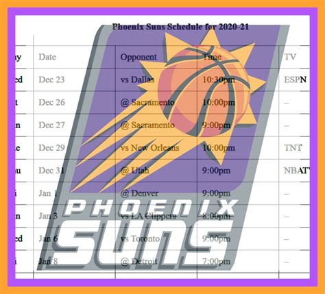 arizona suns basketball schedule