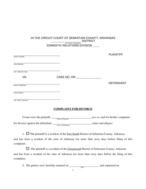 Arkansas Complaint For Divorce Form Form Resume Examples BpV5meaV1Z