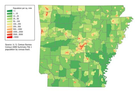 Arkansas Population Heatmap