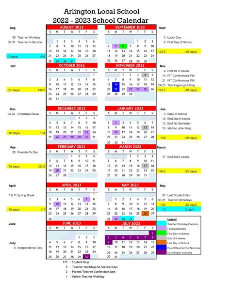 arlington school district calendar