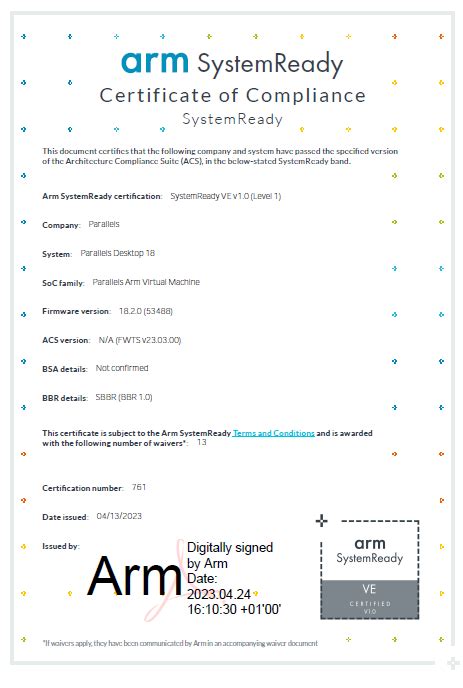 Arm Certificate