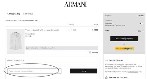 Armani Promo Code Canada