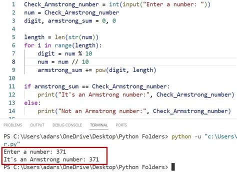armstrong number example in python