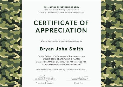 6+ Army Appreciation Certificate Templates Pdf, Docx in Farewell