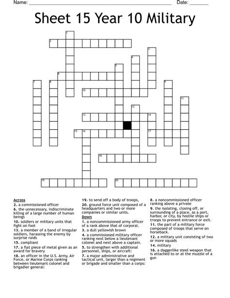 Army Helicopter Crossword Army Military