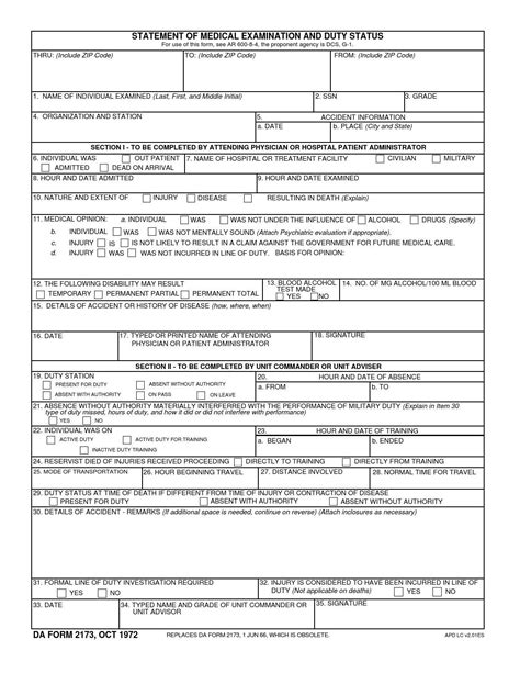 Fillable Dd Form 261 Report Of Investigation Line Of Duty And