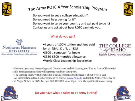 U.S. Army ROTC 4Year College Scholarship Application Free Download